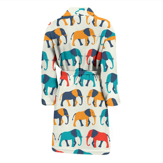 Elephant Colorful Print Pattern Men Bath Robe-JTAMIGO.COM