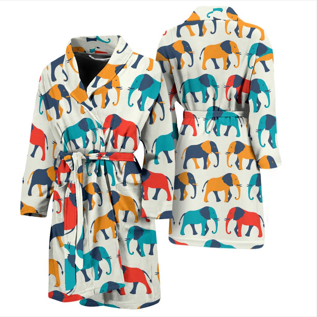 Elephant Colorful Print Pattern Men Bath Robe-JTAMIGO.COM