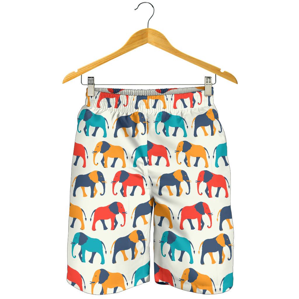 Elephant Colorful Print Pattern Mens Shorts-JTAMIGO.COM