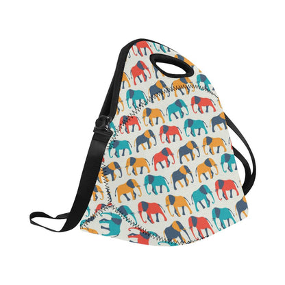 Elephant Colorful Print Pattern Neoprene Lunch Bag (Model 1669)(Large)-JTAMIGO.COM