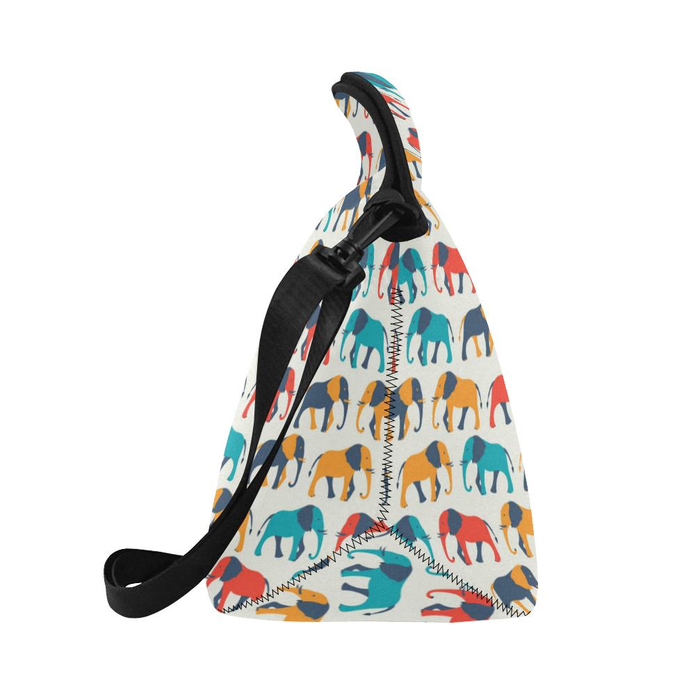 Elephant Colorful Print Pattern Neoprene Lunch Bag (Model 1669)(Large)-JTAMIGO.COM