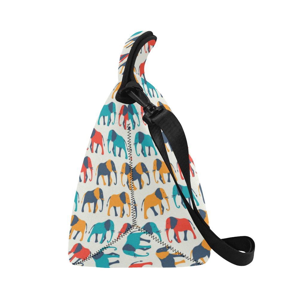 Elephant Colorful Print Pattern Neoprene Lunch Bag (Model 1669)(Large)-JTAMIGO.COM