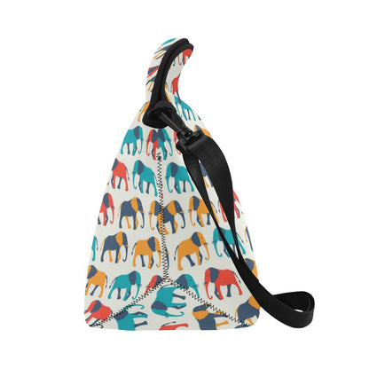 Elephant Colorful Print Pattern Neoprene Lunch Bag (Model 1669)(Large)-JTAMIGO.COM