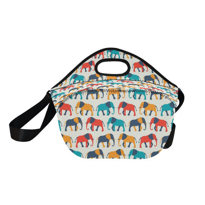 Elephant Colorful Print Pattern Neoprene Lunch Bag (Model 1669)(Large)-JTAMIGO.COM