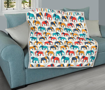 Elephant Colorful Print Pattern Premium Quilt-JTAMIGO.COM