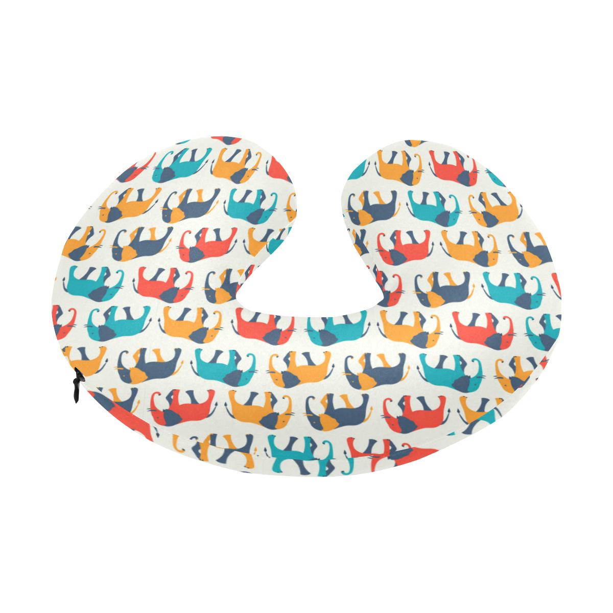 Elephant Colorful Print Pattern U-Shaped Travel Neck Pillow-JTAMIGO.COM