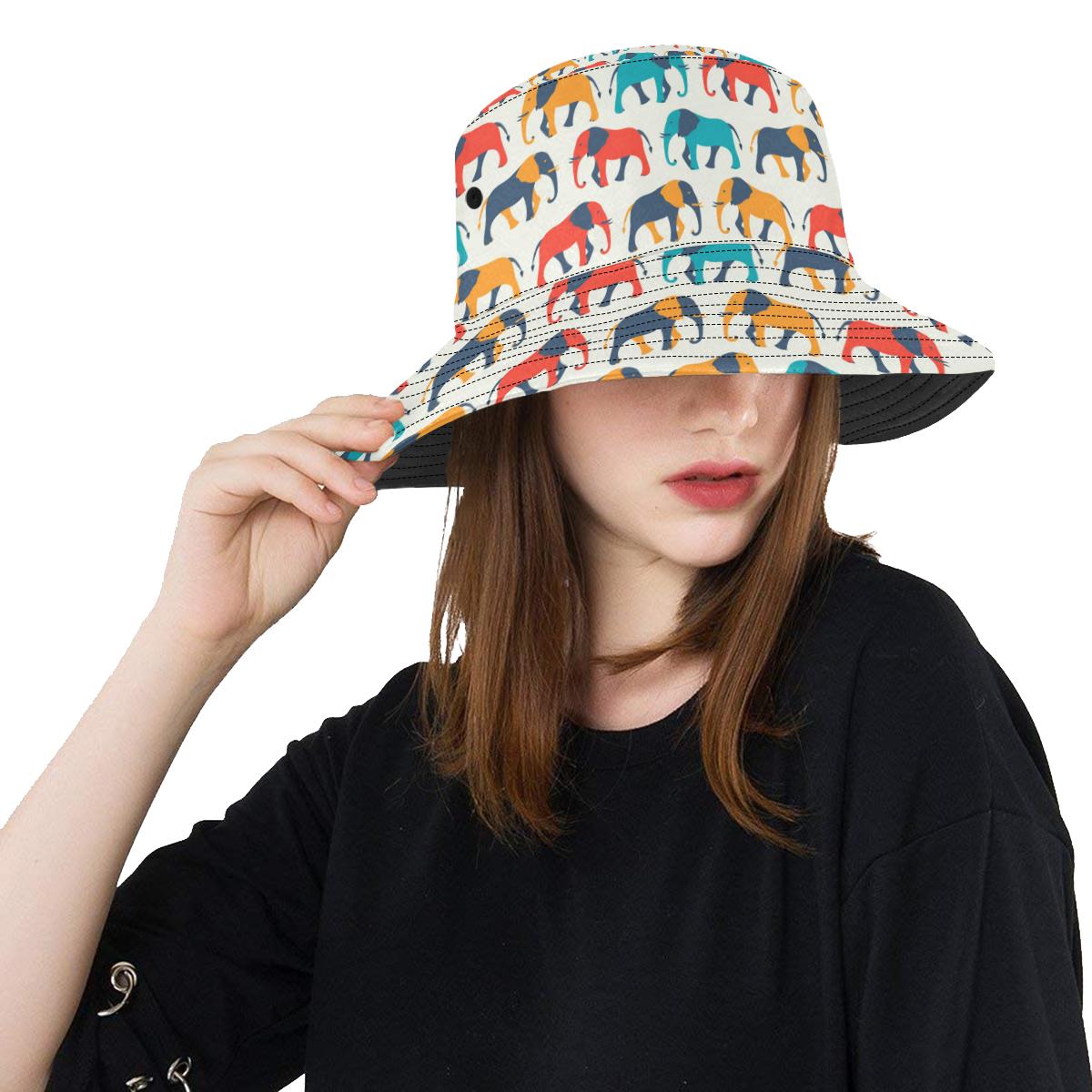 Elephant Colorful Print Pattern Unisex Bucket Hat