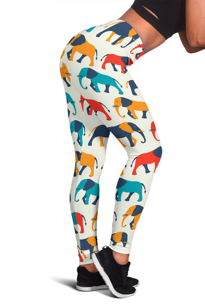 Elephant Colorful Print Pattern Women Leggings