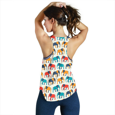Elephant Colorful Print Pattern Women Racerback Tank Top