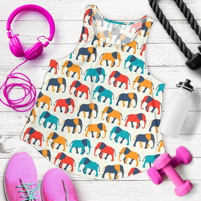 Elephant Colorful Print Pattern Women Racerback Tank Top