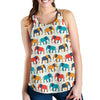 Elephant Colorful Print Pattern Women Racerback Tank Top