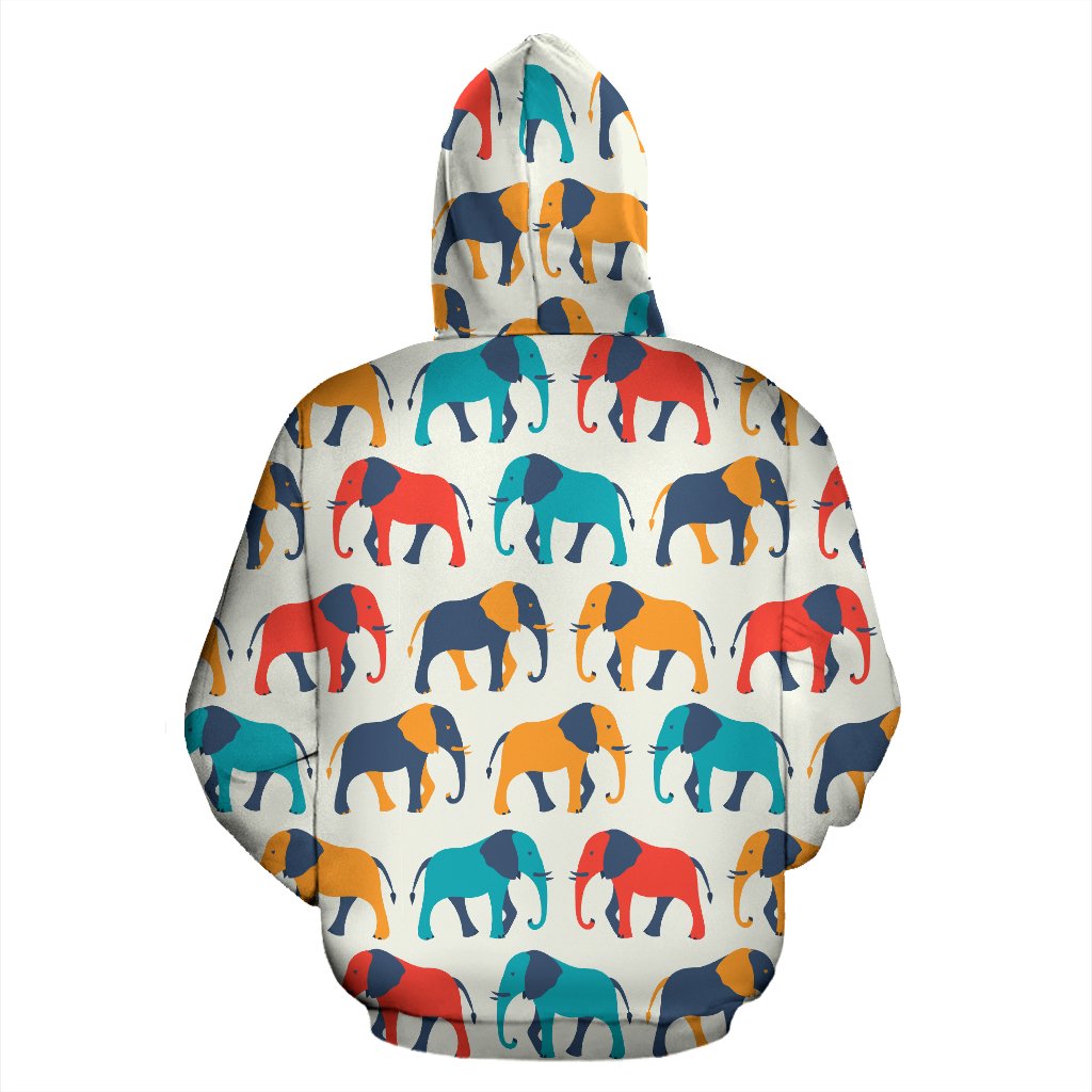 Elephant Colorful Print Pattern Zip Up Hoodie
