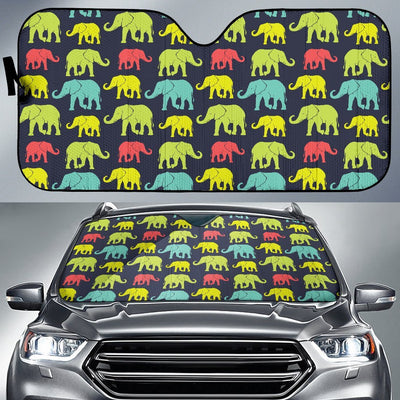 Elephant Neon Color Print Pattern Car Sun Shade For Windshield