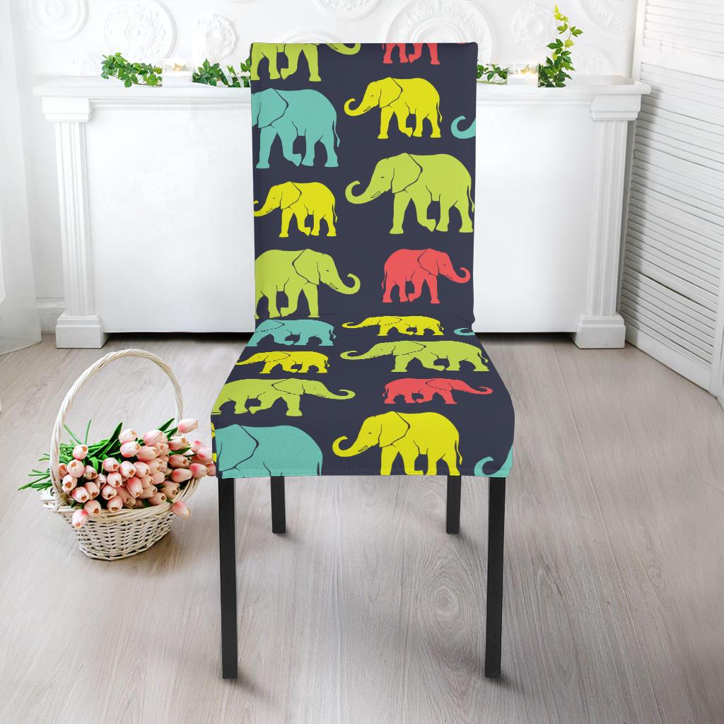 Elephant Neon Color Print Pattern Dinning Chair Slipper-JTAMIGO.COM