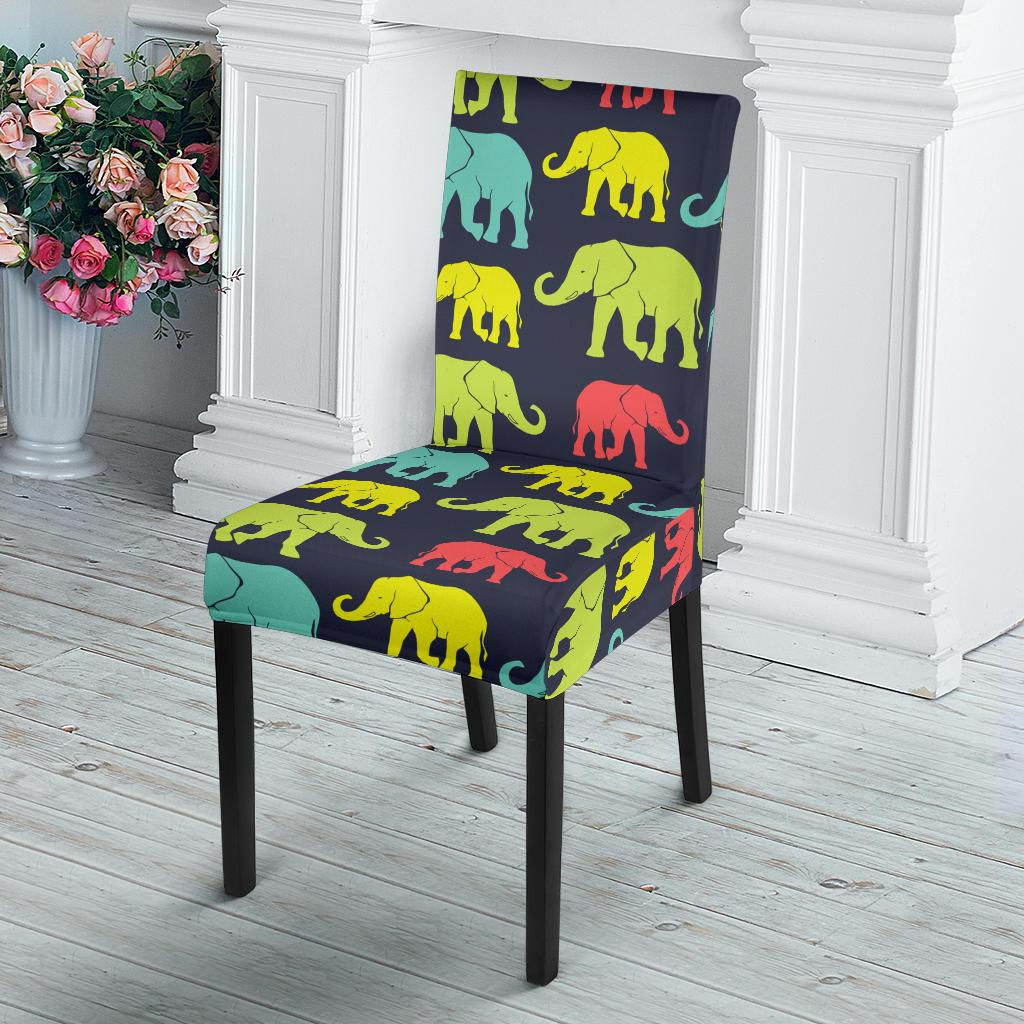 Elephant Neon Color Print Pattern Dinning Chair Slipper-JTAMIGO.COM