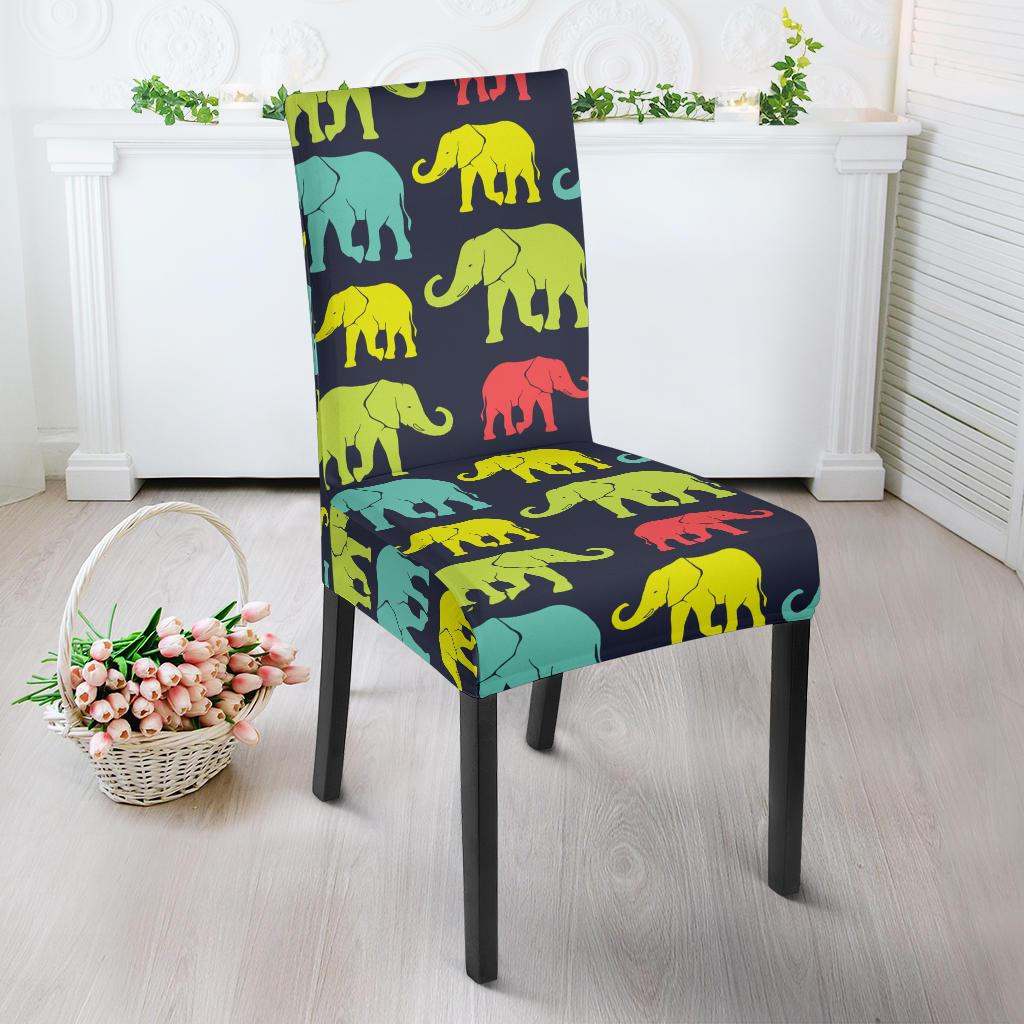 Elephant Neon Color Print Pattern Dinning Chair Slipper-JTAMIGO.COM