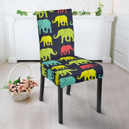 Elephant Neon Color Print Pattern Dinning Chair Slipper-JTAMIGO.COM