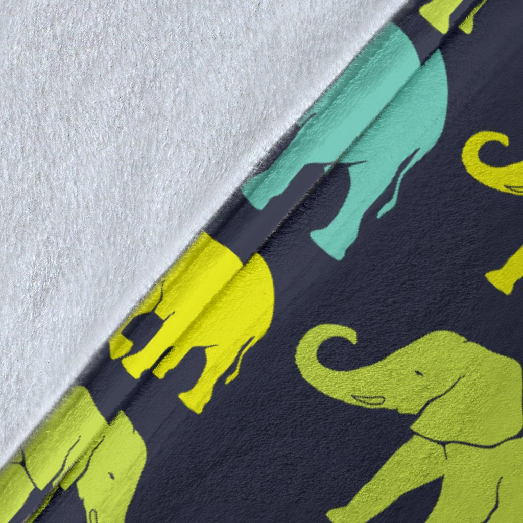 Elephant Neon Color Print Pattern Fleece Blanket
