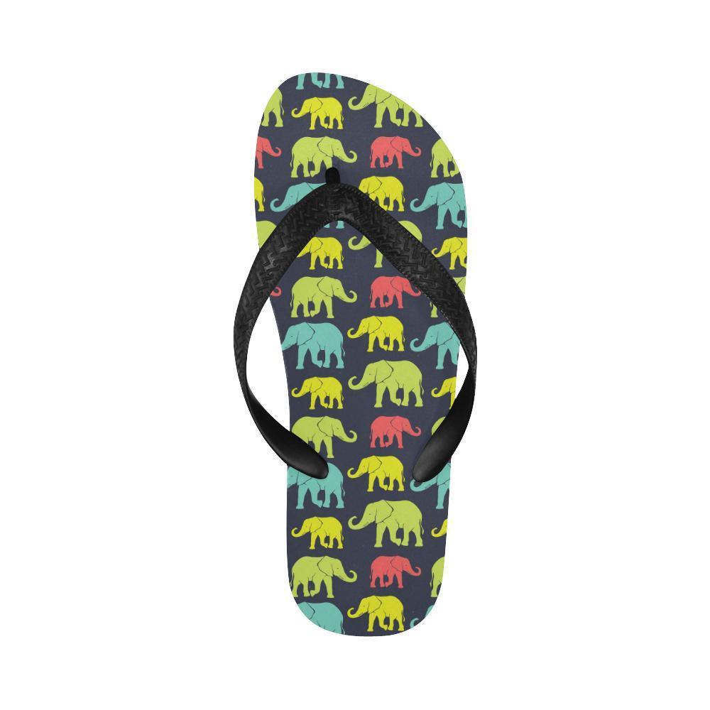 Elephant Neon Color Print Pattern Flip Flops-JTAMIGO.COM