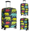 Elephant Neon Color Print Pattern Luggage Cover Protector