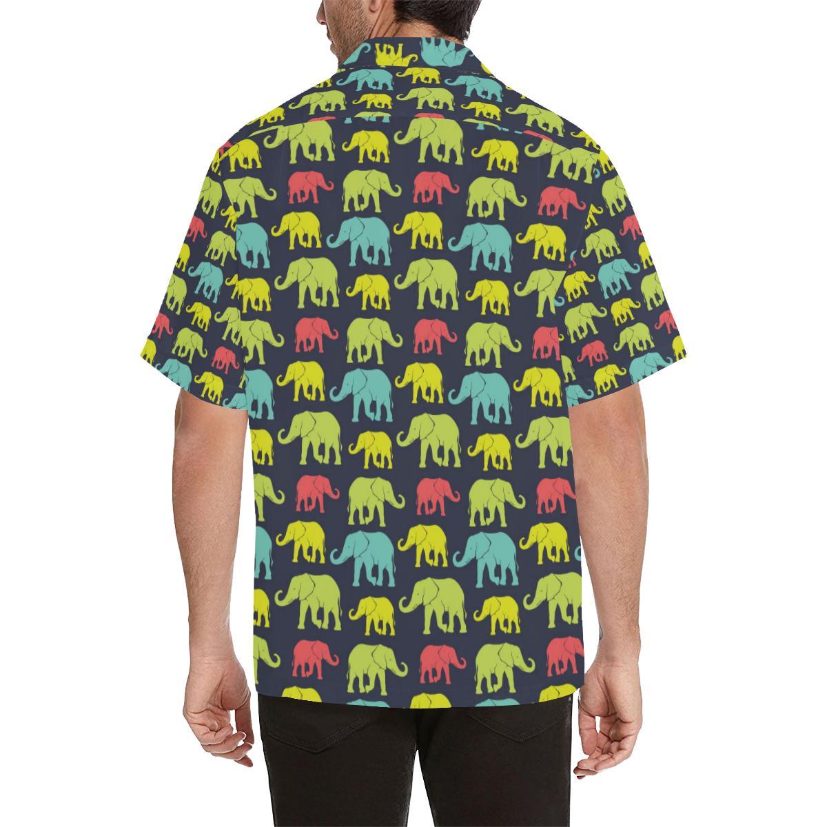 Elephant Neon Color Print Pattern Men Aloha Hawaiian Shirt
