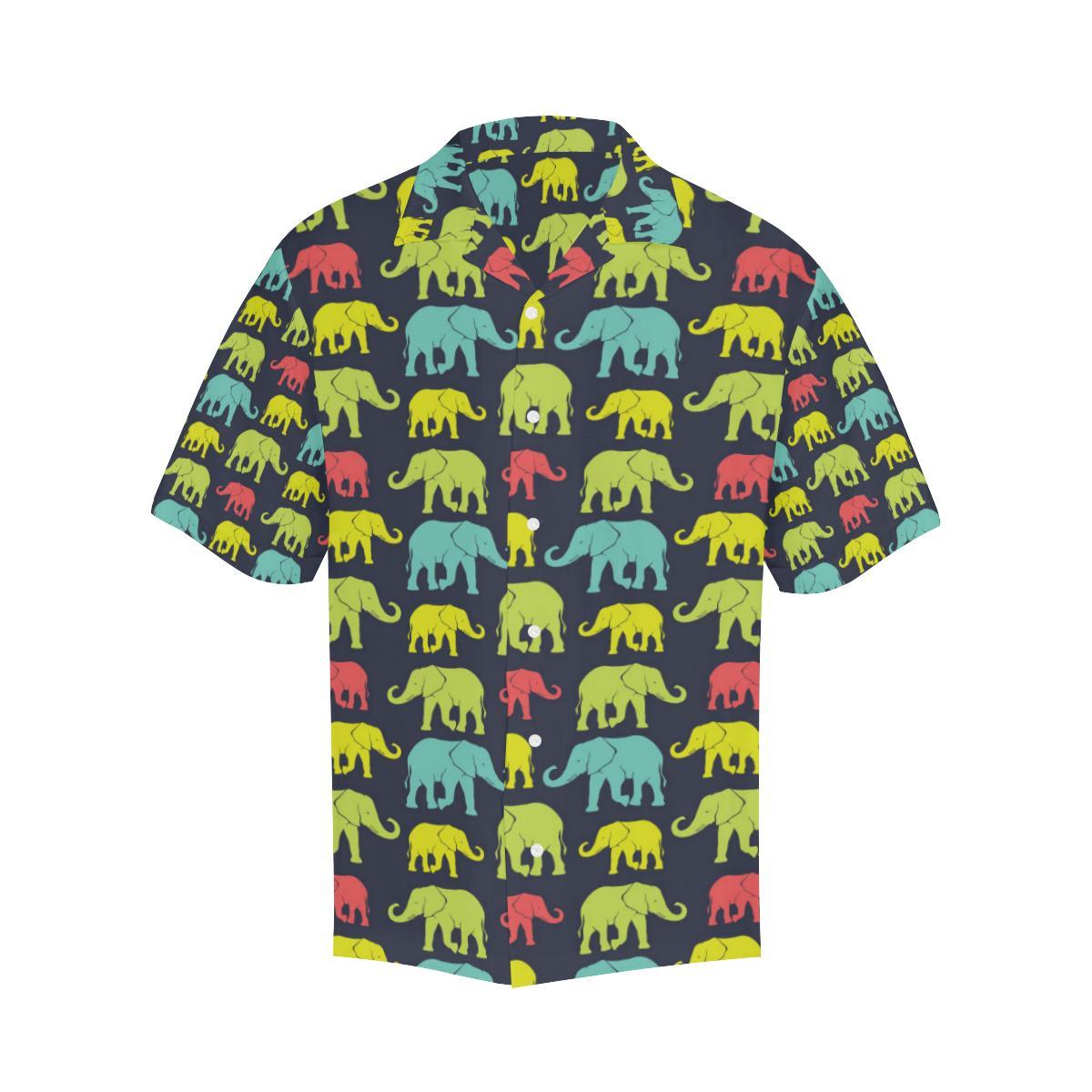 Elephant Neon Color Print Pattern Men Aloha Hawaiian Shirt