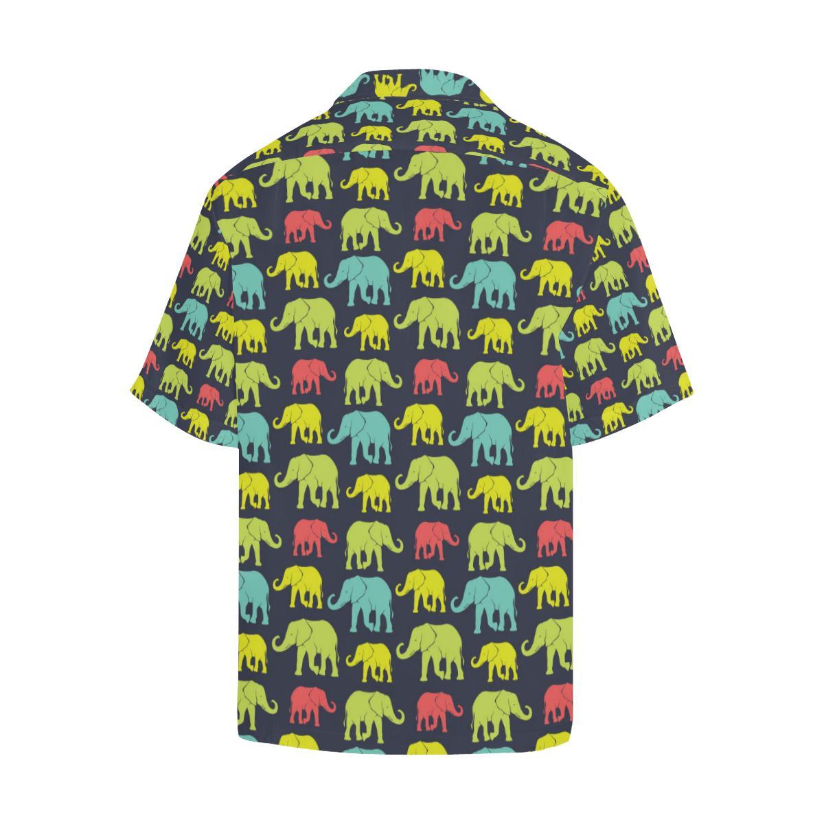 Elephant Neon Color Print Pattern Men Aloha Hawaiian Shirt