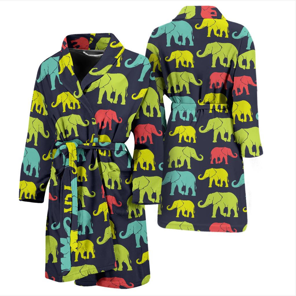 Elephant Neon Color Print Pattern Men Bath Robe-JTAMIGO.COM