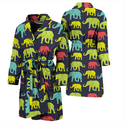 Elephant Neon Color Print Pattern Men Bath Robe-JTAMIGO.COM