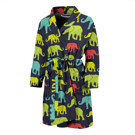Elephant Neon Color Print Pattern Men Bath Robe-JTAMIGO.COM