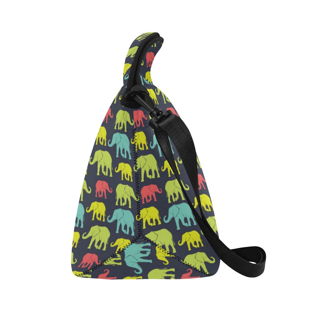 Elephant Neon Color Print Pattern Neoprene Lunch Bag (Model 1669)(Large)-JTAMIGO.COM
