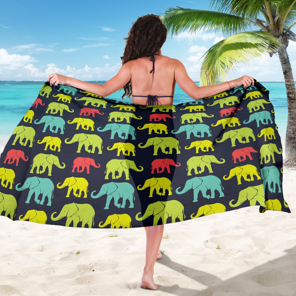 Elephant Neon Color Print Pattern Sarong Pareo Wrap