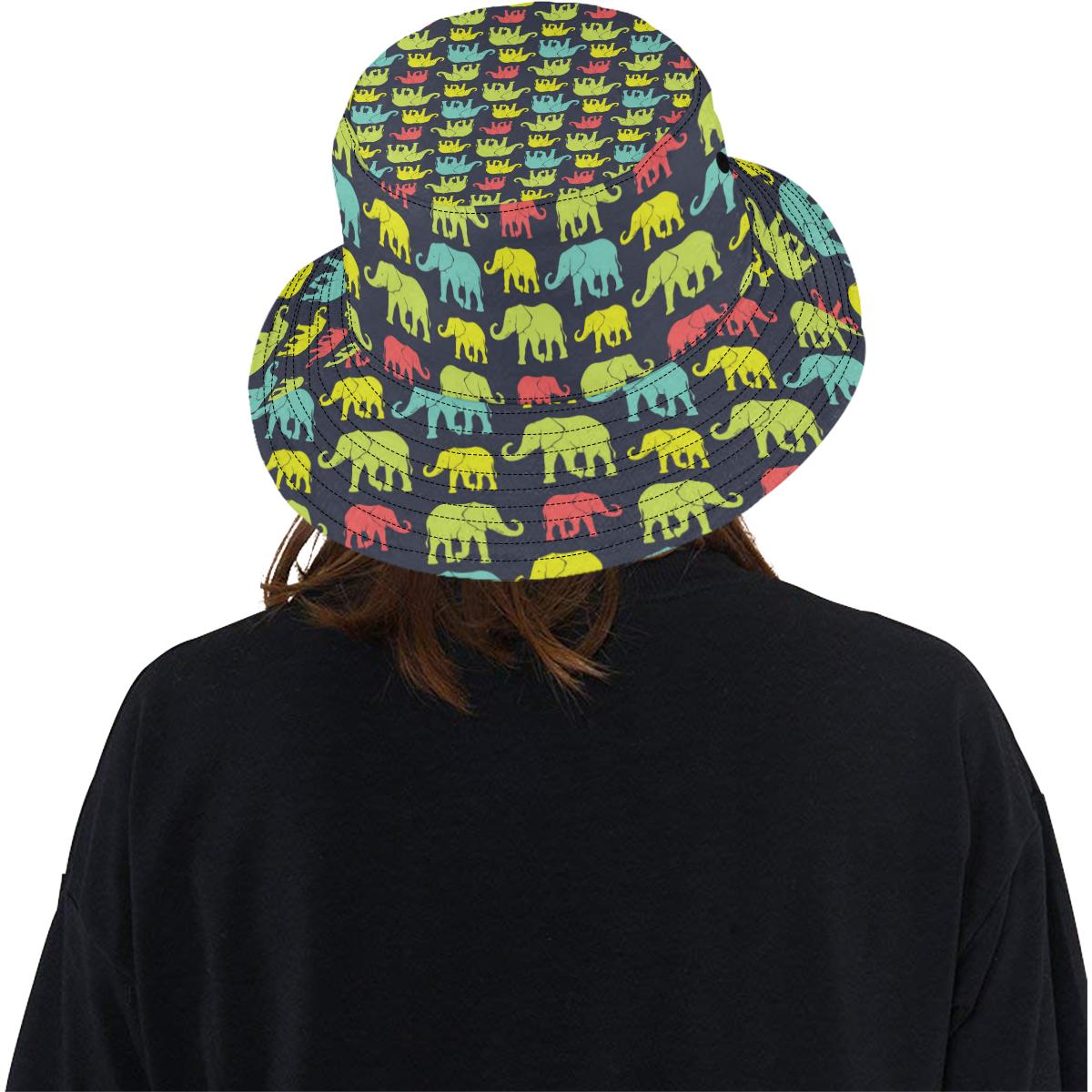 Elephant Neon Color Print Pattern Unisex Bucket Hat