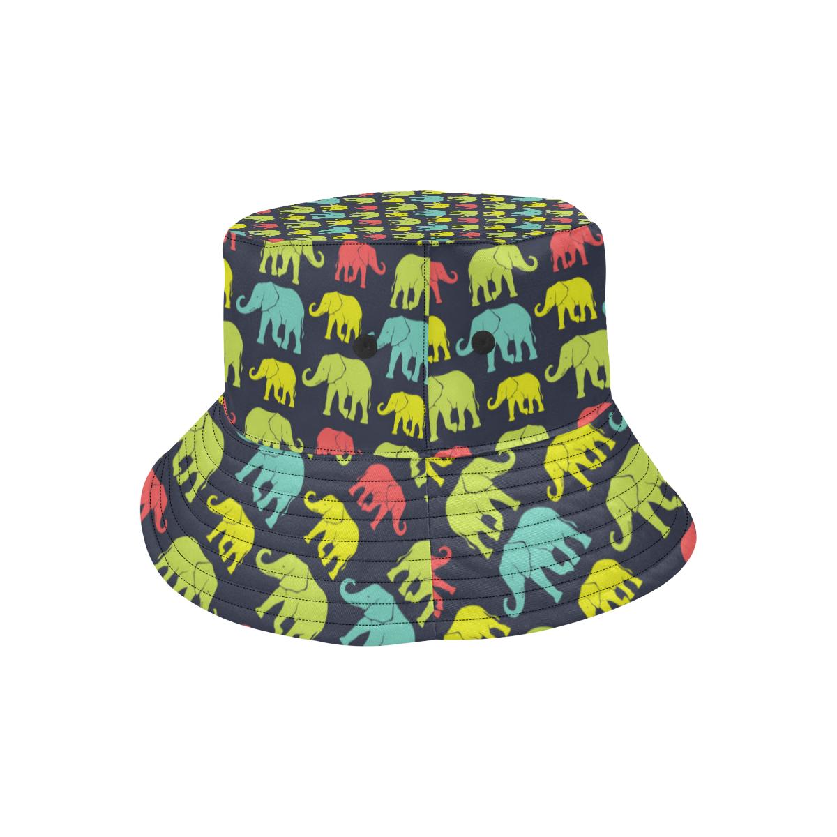 Elephant Neon Color Print Pattern Unisex Bucket Hat