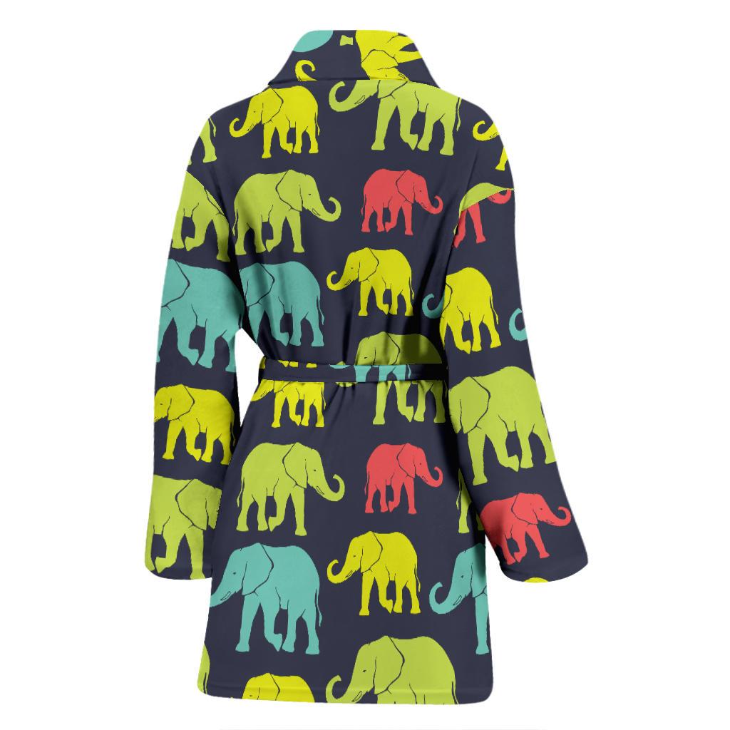 Elephant Neon Color Print Pattern Women Bath Robe-JTAMIGO.COM
