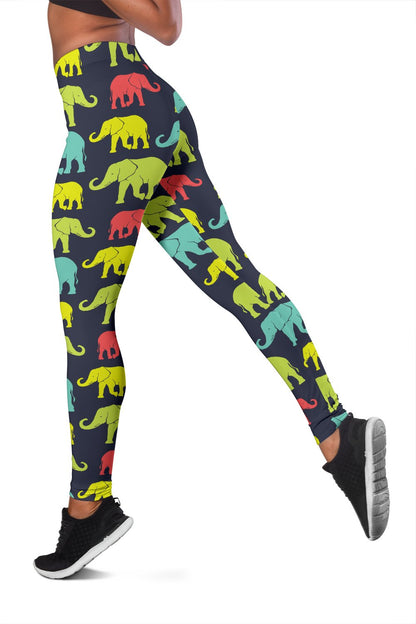 Elephant Neon Color Print Pattern Women Leggings