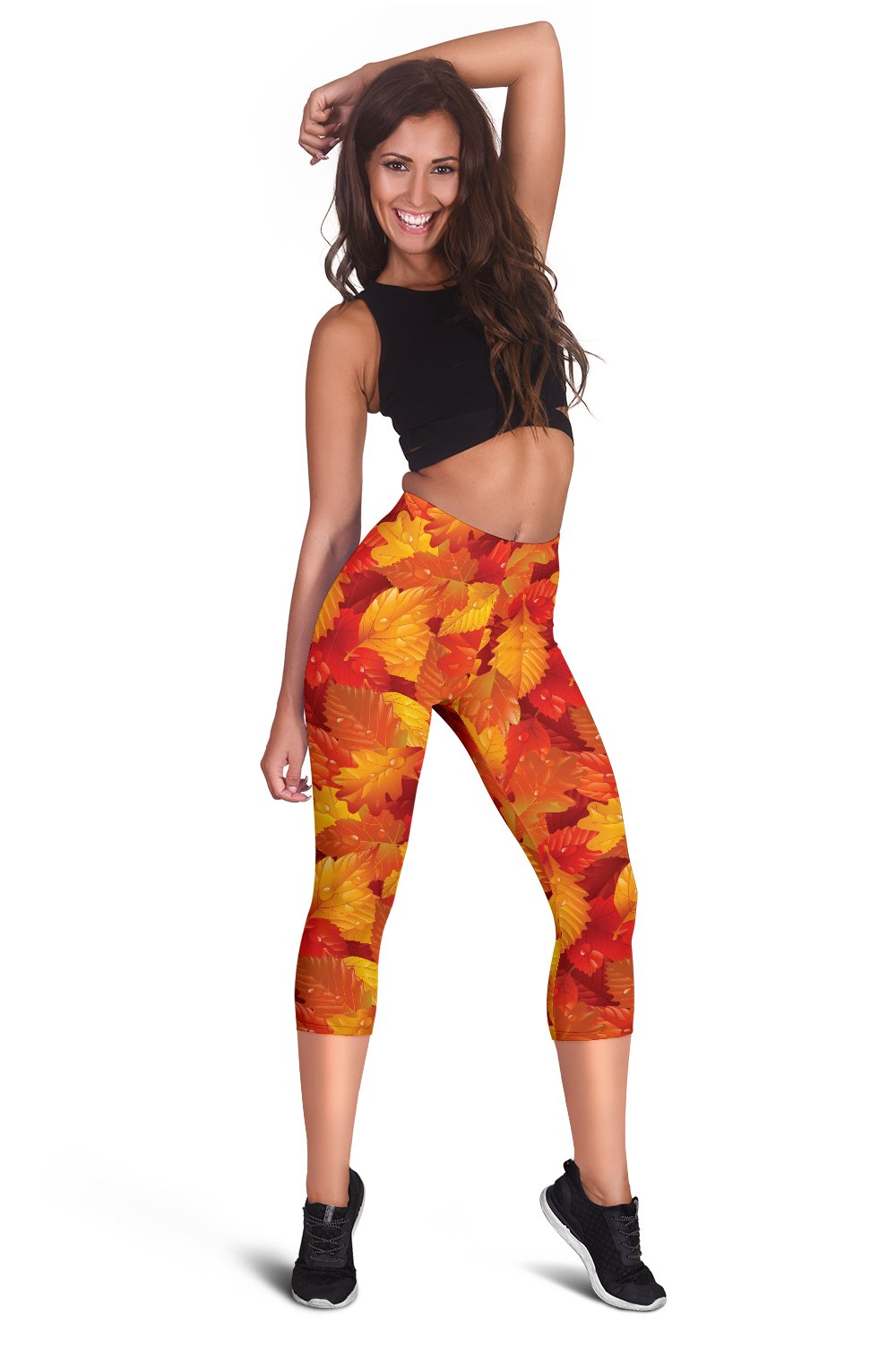 Elm Leave Authum Print Pattern Women Capris
