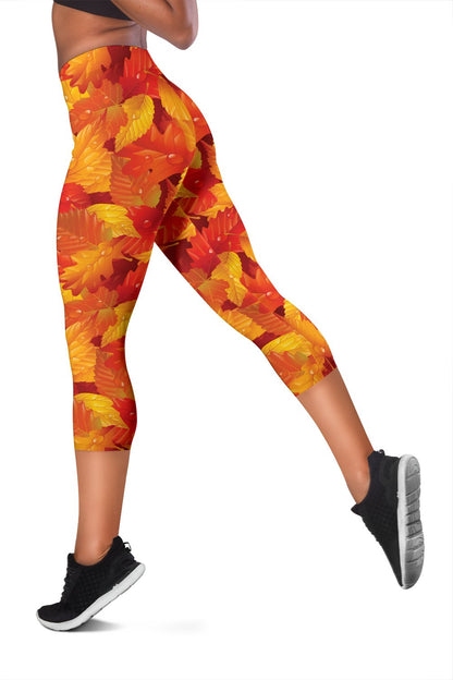 Elm Leave Authum Print Pattern Women Capris