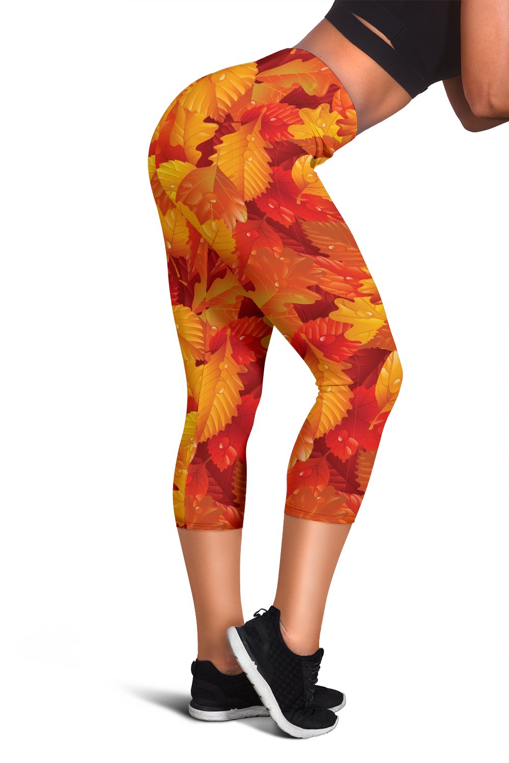 Elm Leave Authum Print Pattern Women Capris