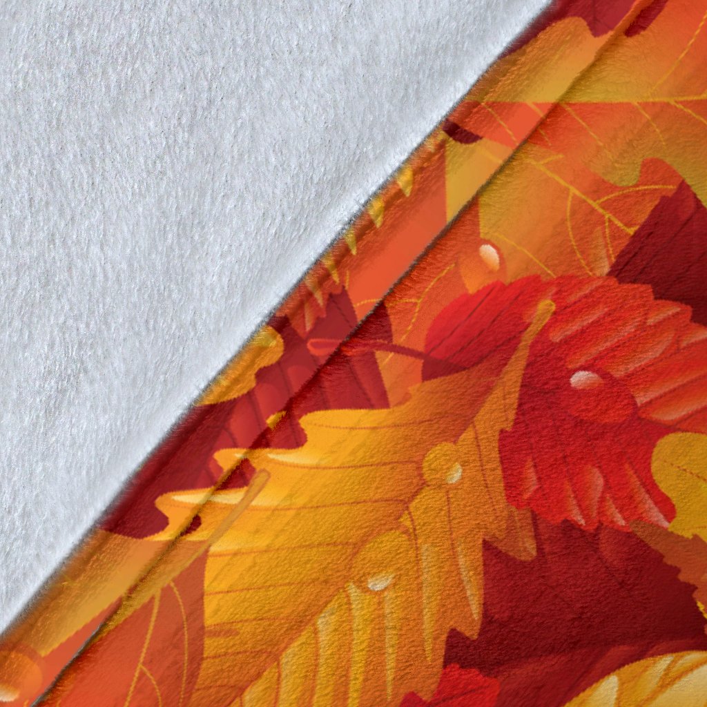 Elm Leave Autum Print Pattern Fleece Blanket