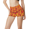 Elm Leave Autum Print Pattern High Waisted Spandex Shorts-JTAMIGO.COM