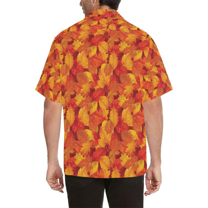 Elm Leave Autum Print Pattern Men Aloha Hawaiian Shirt