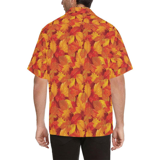 Elm Leave Autum Print Pattern Men Aloha Hawaiian Shirt