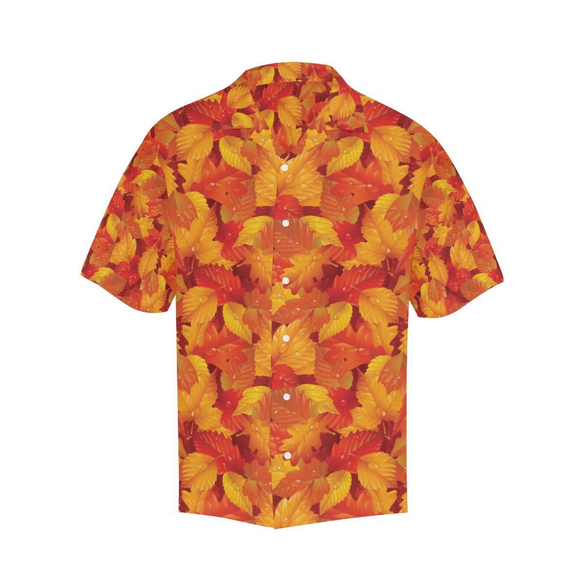 Elm Leave Autum Print Pattern Men Aloha Hawaiian Shirt