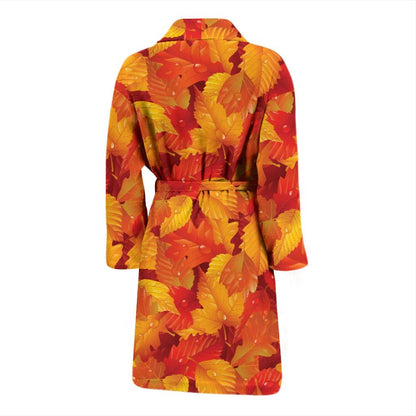 Elm Leave Autum Print Pattern Men Bath Robe-JTAMIGO.COM