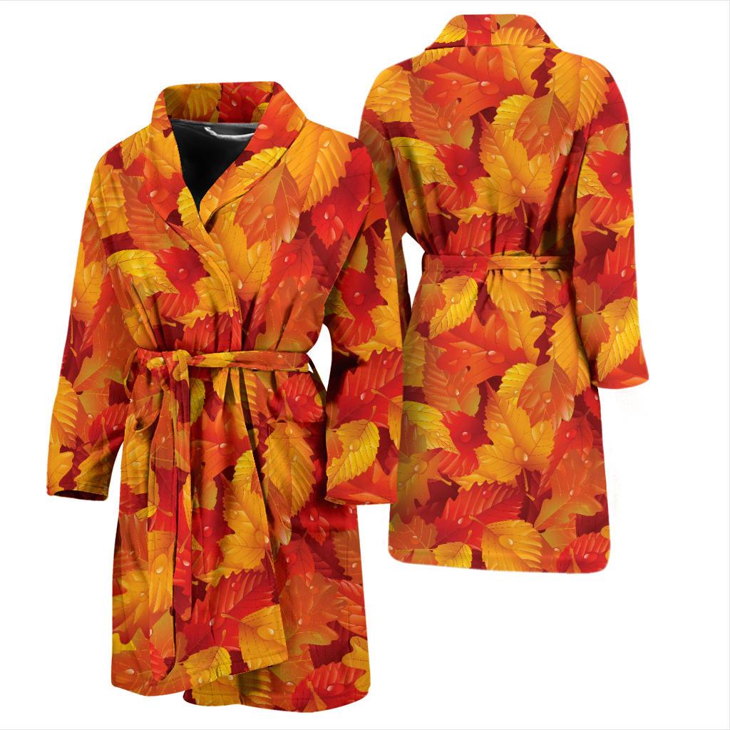 Elm Leave Autum Print Pattern Men Bath Robe-JTAMIGO.COM