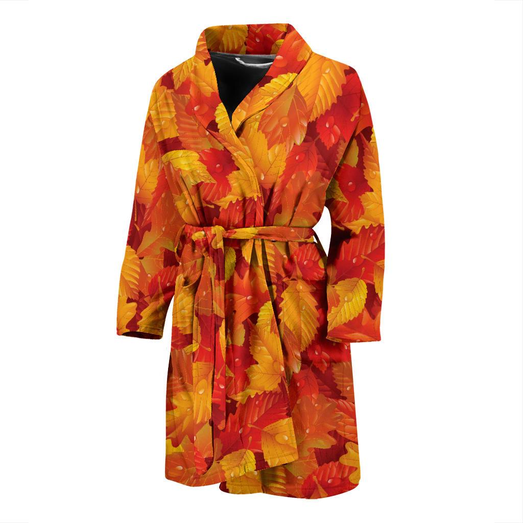Elm Leave Autum Print Pattern Men Bath Robe-JTAMIGO.COM