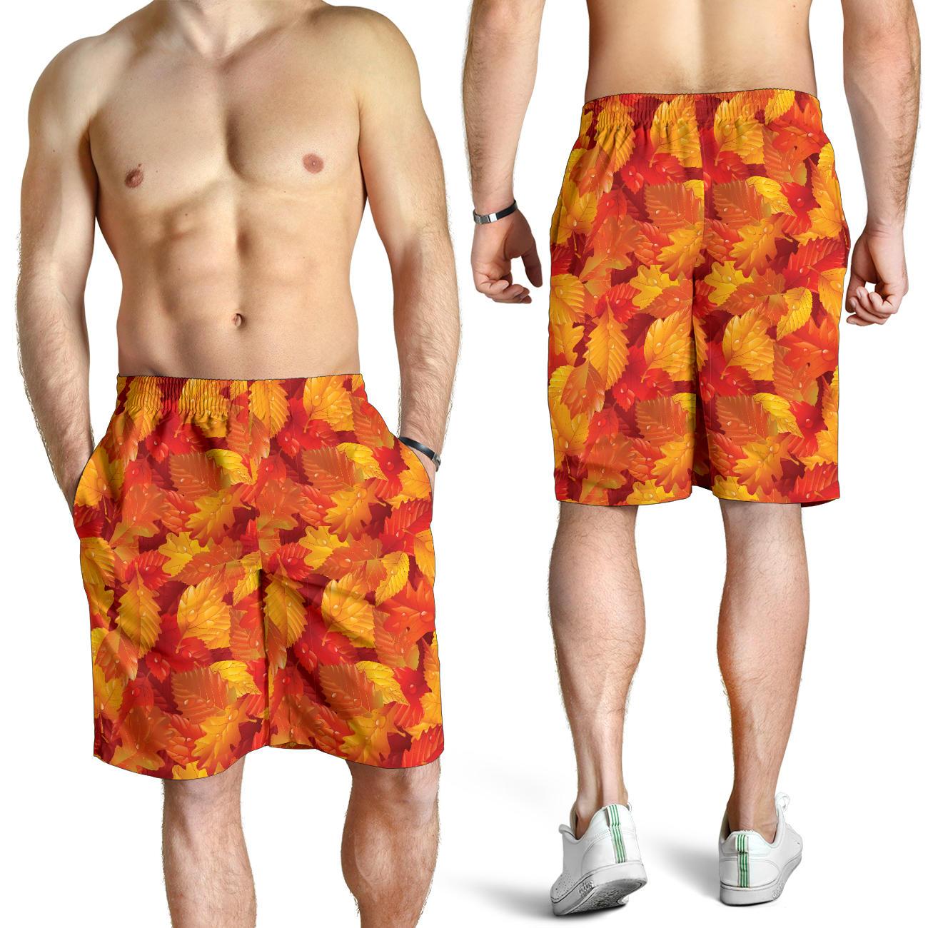 Elm Leave Autum Print Pattern Mens Shorts-JTAMIGO.COM