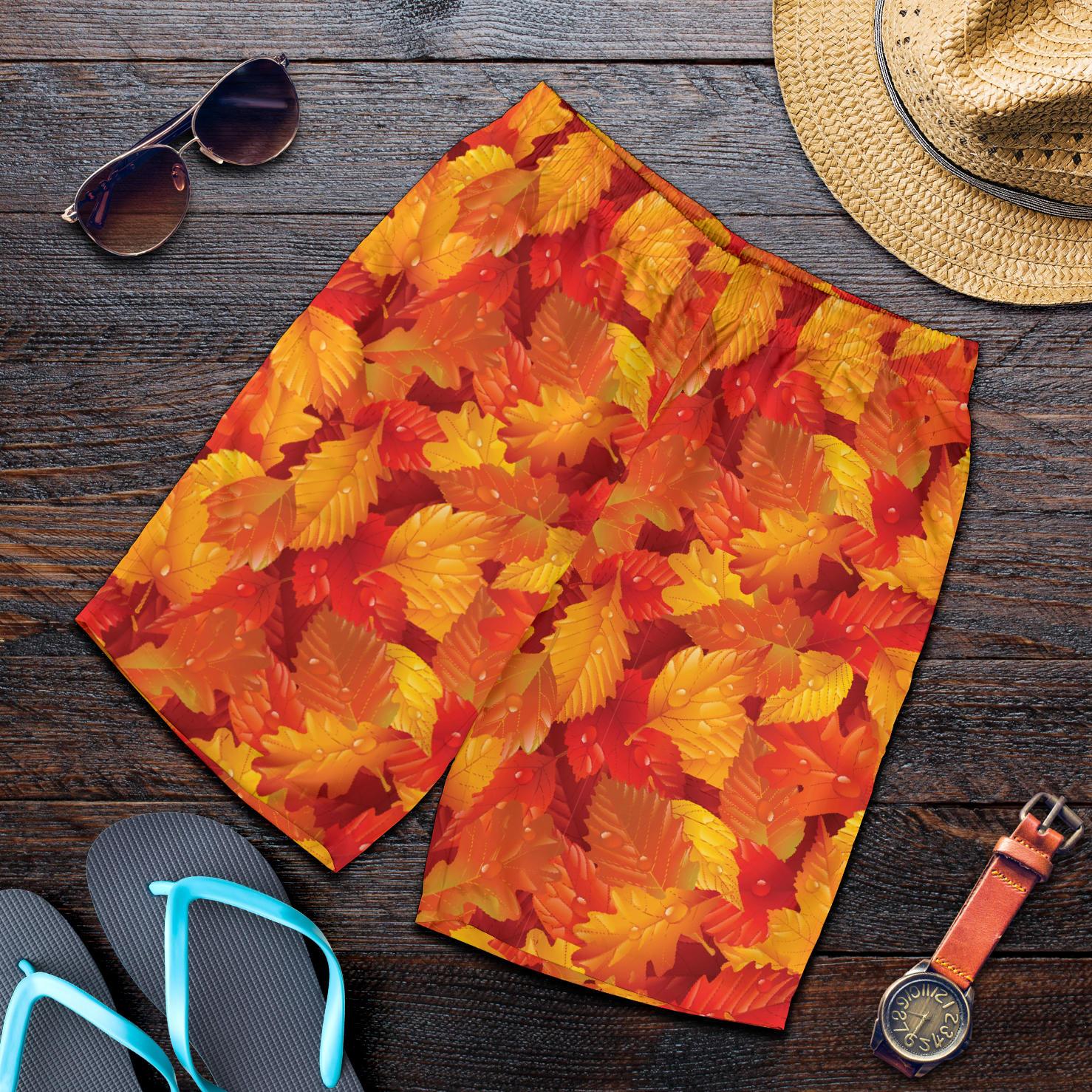 Elm Leave Autum Print Pattern Mens Shorts-JTAMIGO.COM
