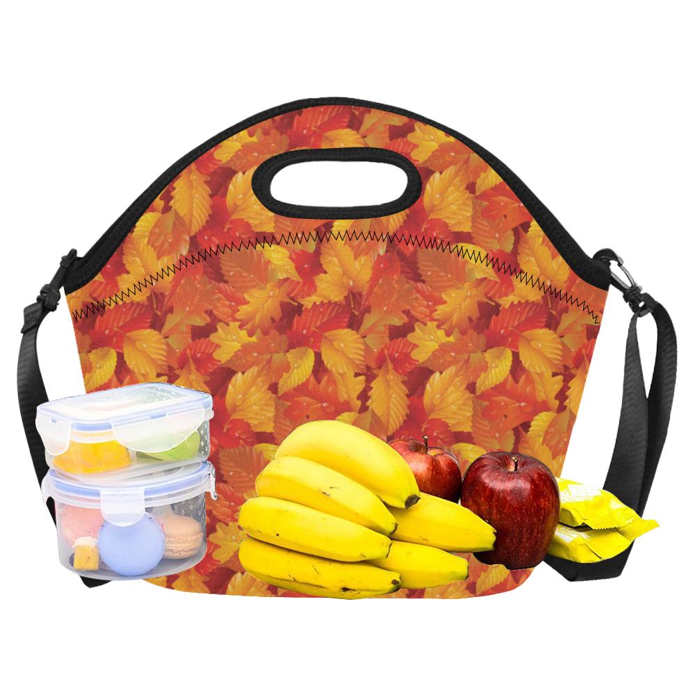 Elm Leave Autum Print Pattern Neoprene Lunch Bag (Model 1669)(Large)-JTAMIGO.COM